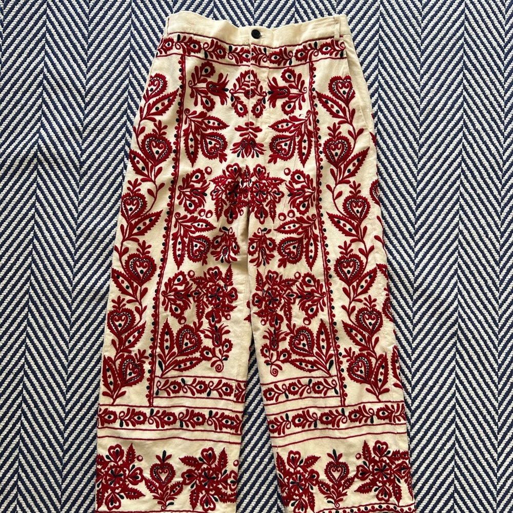 Zara embroidered pants